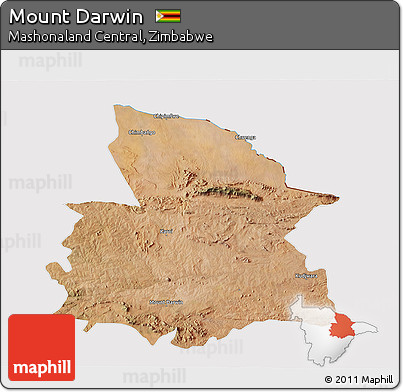 Satellite 3D Map of Mount Darwin, cropped outside