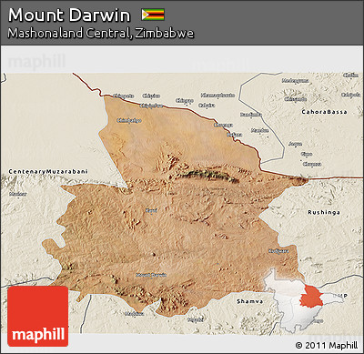 Satellite 3D Map of Mount Darwin, shaded relief outside