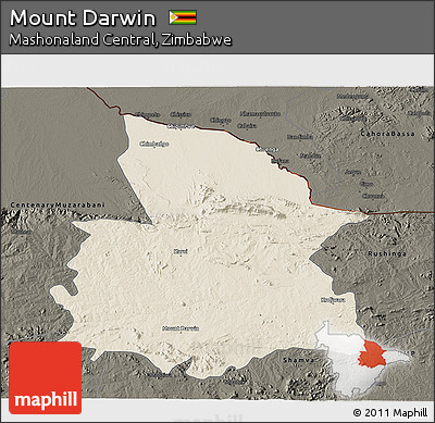 Shaded Relief 3D Map of Mount Darwin, darken