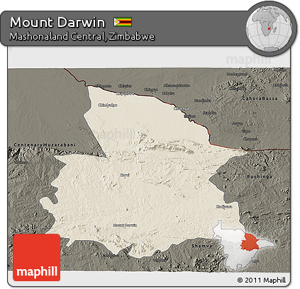 Shaded Relief 3D Map of Mount Darwin, darken