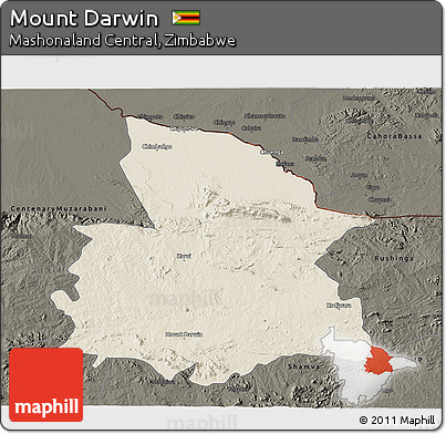 Shaded Relief 3D Map of Mount Darwin, darken