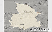 Shaded Relief 3D Map of Mount Darwin, darken, semi-desaturated