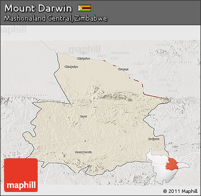 Shaded Relief 3D Map of Mount Darwin, lighten, semi-desaturated