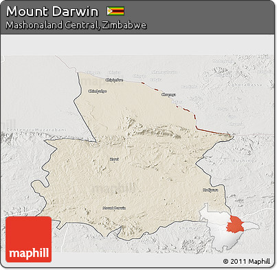 Shaded Relief 3D Map of Mount Darwin, lighten, semi-desaturated