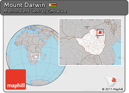 Gray Location Map of Mount Darwin, highlighted country, within the entire country