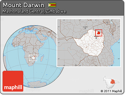 Gray Location Map of Mount Darwin, highlighted country, within the entire country