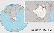 Gray Location Map of Mount Darwin, highlighted country, within the entire country