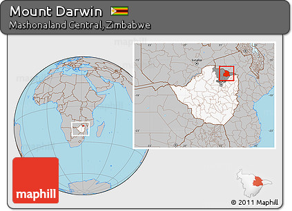 Gray Location Map of Mount Darwin, highlighted country, highlighted parent region, within the entire country