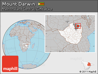 Gray Location Map of Mount Darwin, highlighted country, highlighted parent region, within the entire country