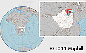 Gray Location Map of Mount Darwin, highlighted country, highlighted parent region, within the entire country, hill shading