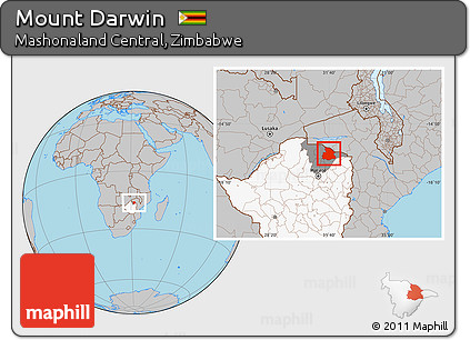 Gray Location Map of Mount Darwin, highlighted country, highlighted parent region