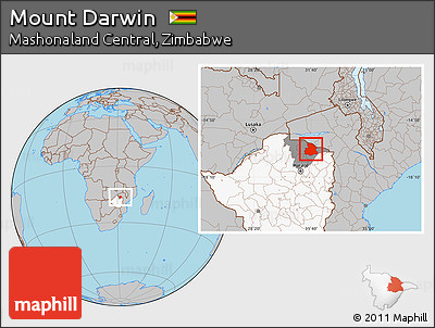 Gray Location Map of Mount Darwin, highlighted country, highlighted parent region
