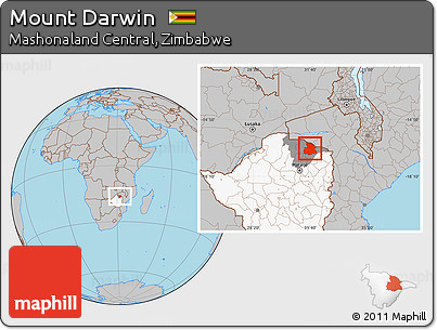 Gray Location Map of Mount Darwin, highlighted country, highlighted parent region
