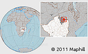 Gray Location Map of Mount Darwin, highlighted country, highlighted parent region, hill shading