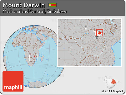 Gray Location Map of Mount Darwin, highlighted parent region, within the entire country