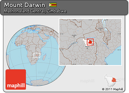Gray Location Map of Mount Darwin, highlighted parent region