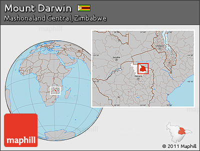 Gray Location Map of Mount Darwin, highlighted parent region