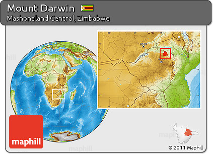 Physical Location Map of Mount Darwin, within the entire country
