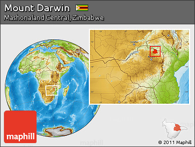 Physical Location Map of Mount Darwin, within the entire country