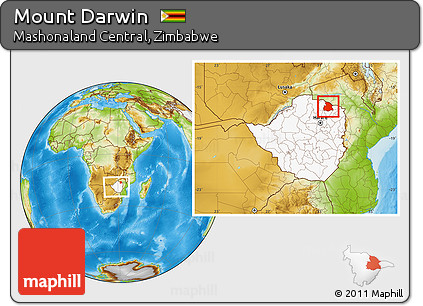 Physical Location Map of Mount Darwin, highlighted country, within the entire country