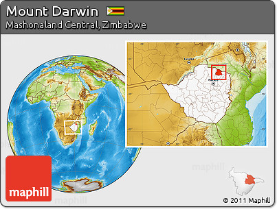 Physical Location Map of Mount Darwin, highlighted country, within the entire country