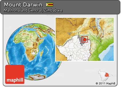 Physical Location Map of Mount Darwin, highlighted country, highlighted parent region