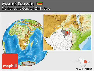 Physical Location Map of Mount Darwin, highlighted country, highlighted parent region
