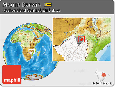 Physical Location Map of Mount Darwin, highlighted country, highlighted parent region