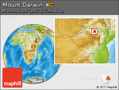 Physical Location Map of Mount Darwin, highlighted parent region, within the entire country
