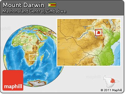Physical Location Map of Mount Darwin, highlighted parent region, within the entire country