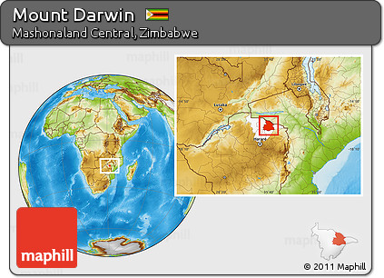 Physical Location Map of Mount Darwin, highlighted parent region