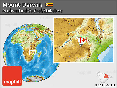 Physical Location Map of Mount Darwin, highlighted parent region