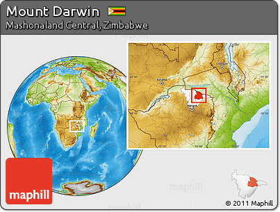 Physical Location Map of Mount Darwin, highlighted parent region