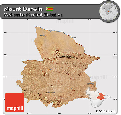Satellite Map of Mount Darwin, cropped outside