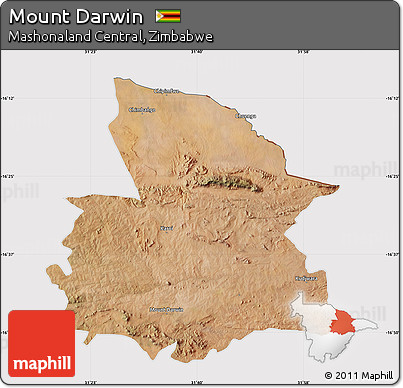 Satellite Map of Mount Darwin, cropped outside