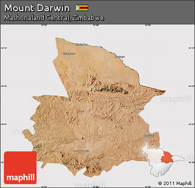 Satellite Map of Mount Darwin, cropped outside