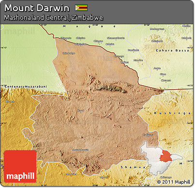 Satellite Map of Mount Darwin, physical outside