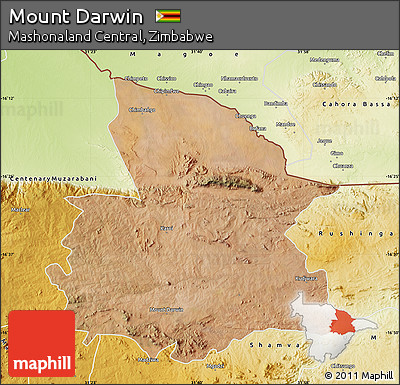 Satellite Map of Mount Darwin, physical outside