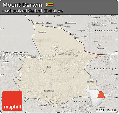 Shaded Relief Map of Mount Darwin, semi-desaturated