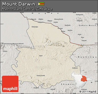 Shaded Relief Map of Mount Darwin, semi-desaturated