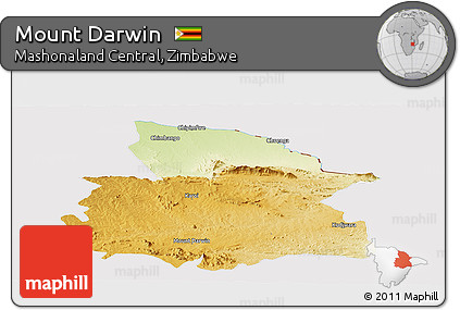 Physical Panoramic Map of Mount Darwin, cropped outside