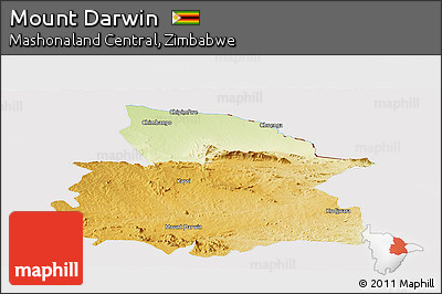 Physical Panoramic Map of Mount Darwin, cropped outside