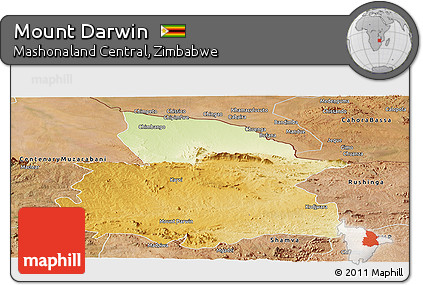 Physical Panoramic Map of Mount Darwin, satellite outside