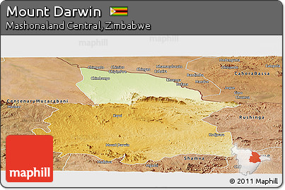 Physical Panoramic Map of Mount Darwin, satellite outside