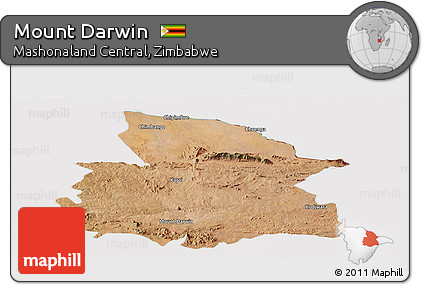 Satellite Panoramic Map of Mount Darwin, cropped outside