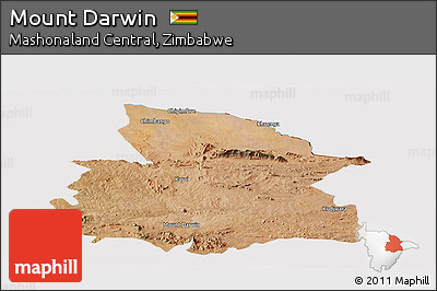 Satellite Panoramic Map of Mount Darwin, cropped outside