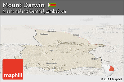 Shaded Relief Panoramic Map of Mount Darwin, lighten