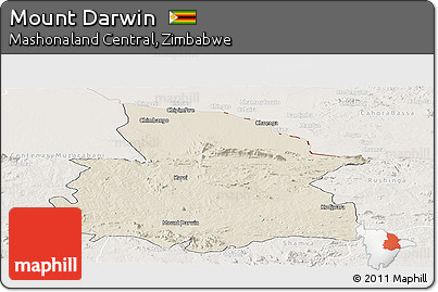 Shaded Relief Panoramic Map of Mount Darwin, lighten