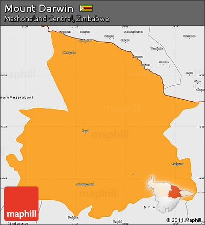 Political Simple Map of Mount Darwin, single color outside, borders and labels