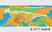 Physical Panoramic Map of Mashonaland Central, political outside